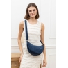 Sac banane velour bleu foncé demi lune