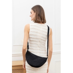 Sac banane velour noir demi lune