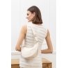 Sac banane velour beige demi lune