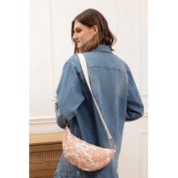 Sac banane imprimé floral demi lune orange