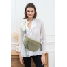 Sac banane velour kaki  bandouliere tissé