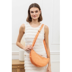 Sac banane velour orange demi lune