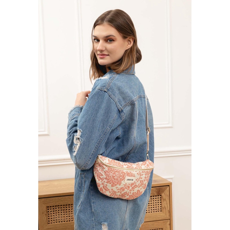 Sac banane imprimé floral orange
