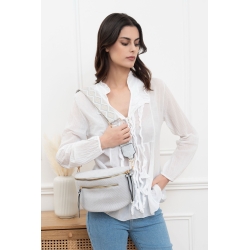 Sac banane velour gris avec double zip