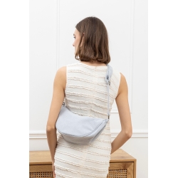 Sac banane velour gris demi lune