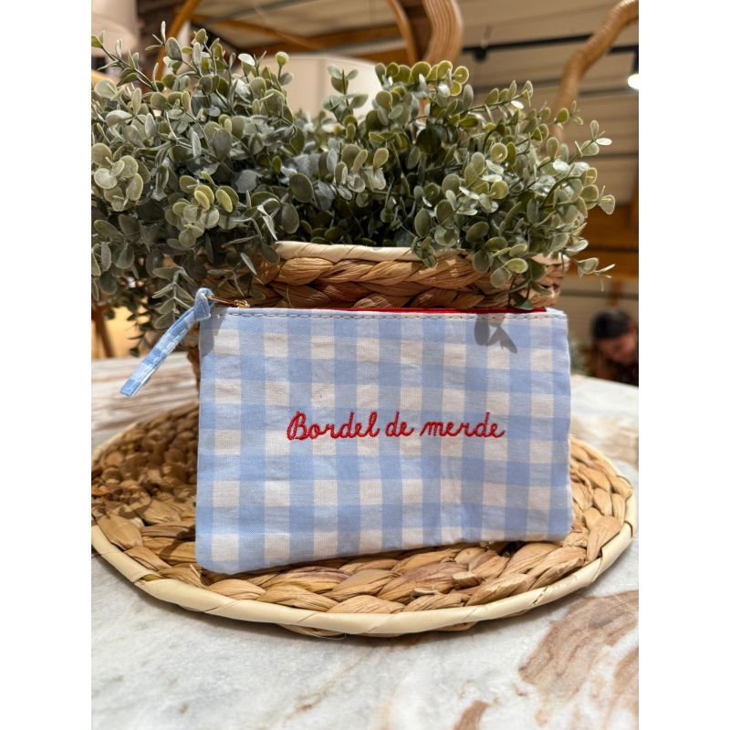 Pochette motif vichy bordel de merde
