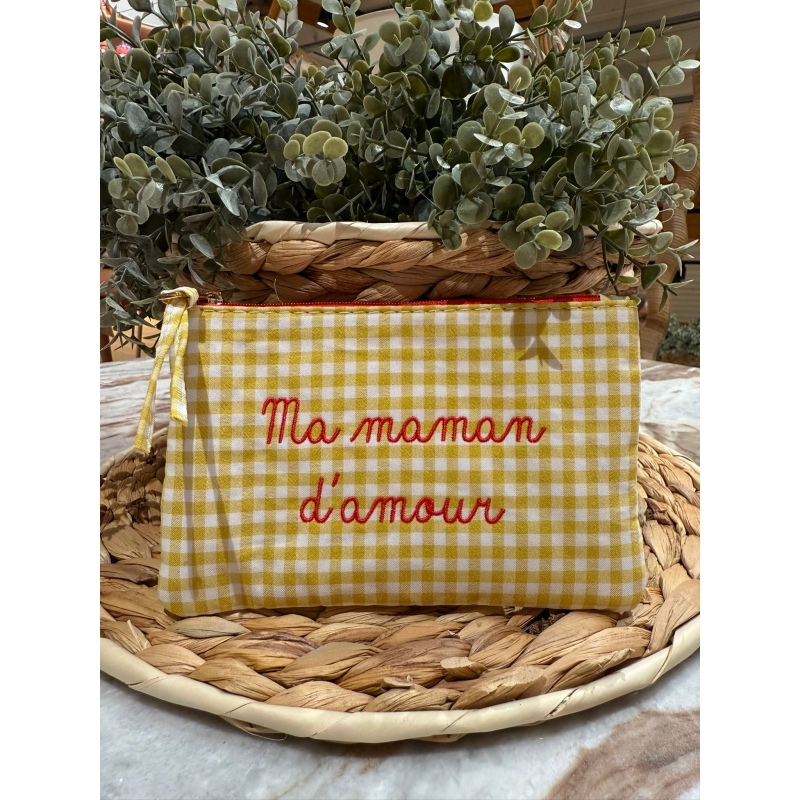 Pochette motif vichy ma maman d'amour