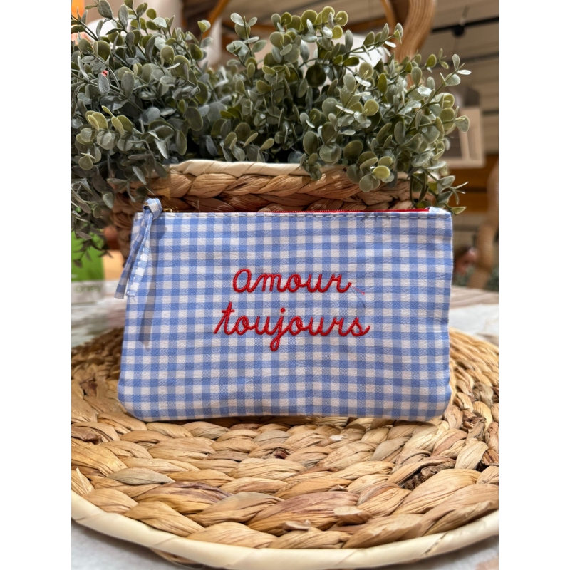 Pochette motif vichy amour toujours