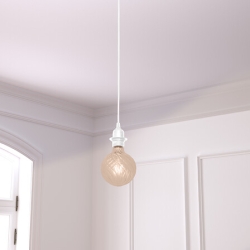 Cordon électrique pour abat-jour long 80 cm métal blanc