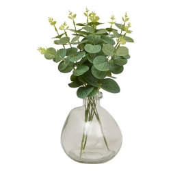 Composition avec une vase recyclé transparent et de l'eucalyptus artificiels !