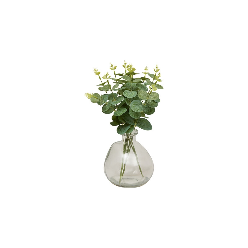 Composition avec une vase recyclé transparent et de l'eucalyptus artificiels !
