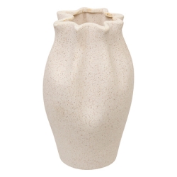 Un joli vase en céramique blanc effet sablé "Grigor" avec son rebord plissé !