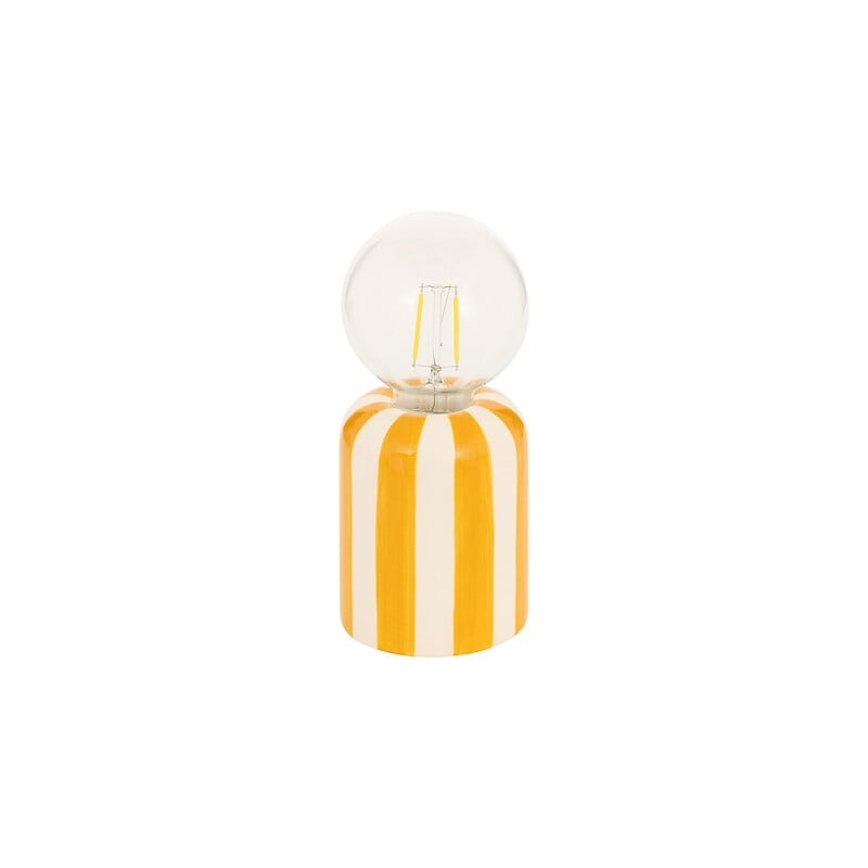 Une jolie lampe LED "Rico" en céramique avec des rayures jaunes !

Taille: 19,5x8cm