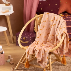 Plaid Bella nomade 75 x 100 cm flanelle rose