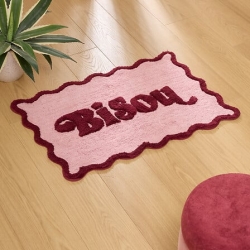 Tapis festons Cherry 90 x 60 cm coton tufté rose