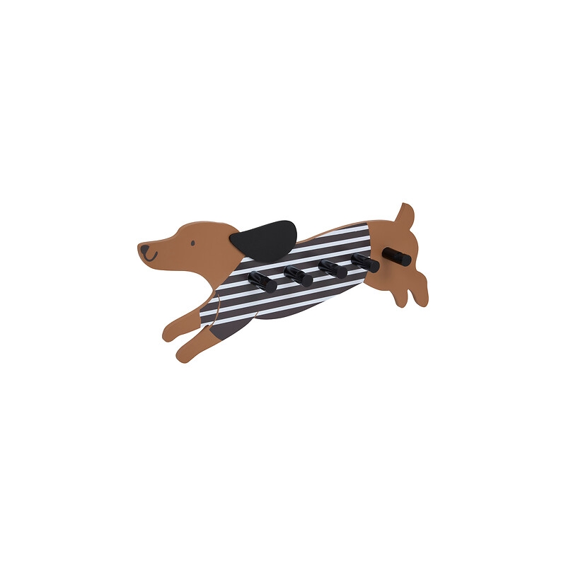 Patère 5 crochets chien long 50 cm bois