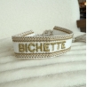 Bracelet tissu "Bichette" blanc