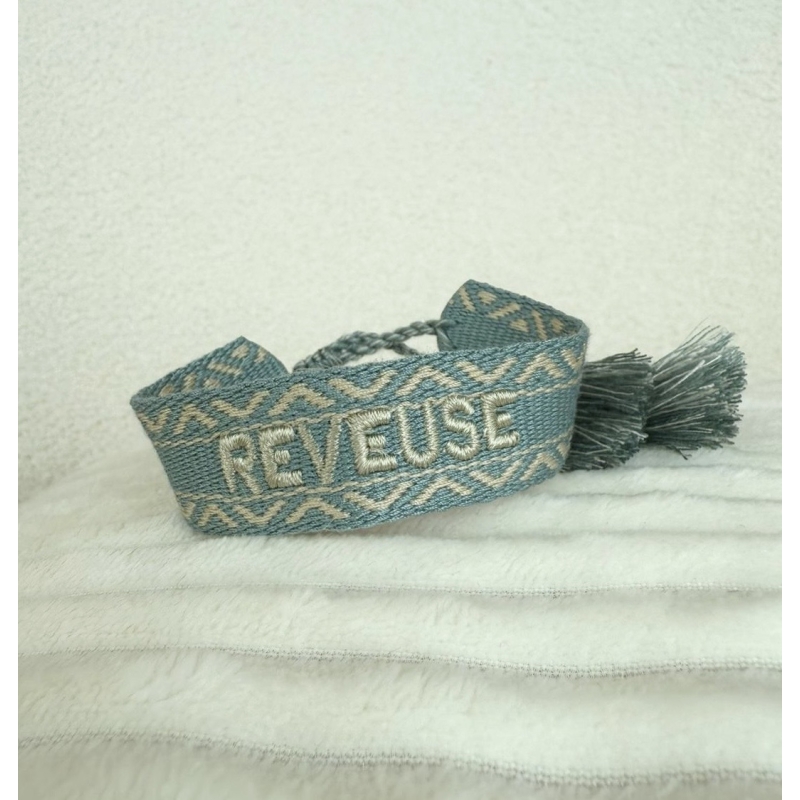 Bracelet tissu "Rêveuse" bleu
