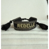 Bracelet tissu "Rebelle" noir