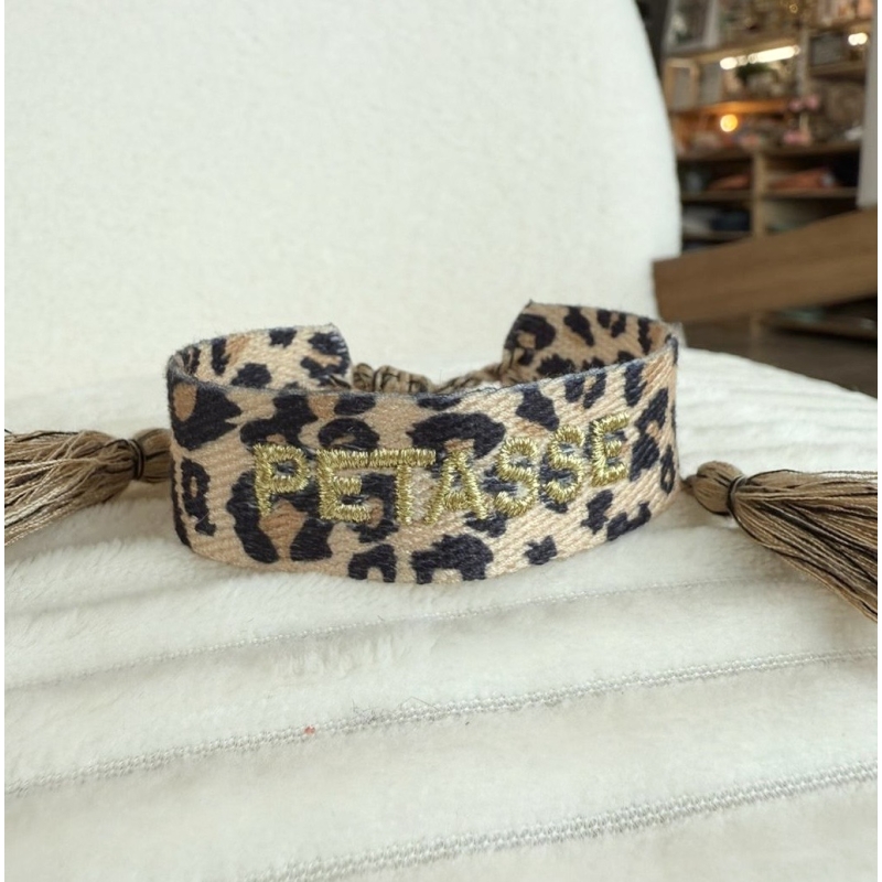 Bracelet tissu "Pétasse" léopard