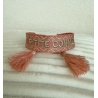 Bracele tissu "Petite conne" orange