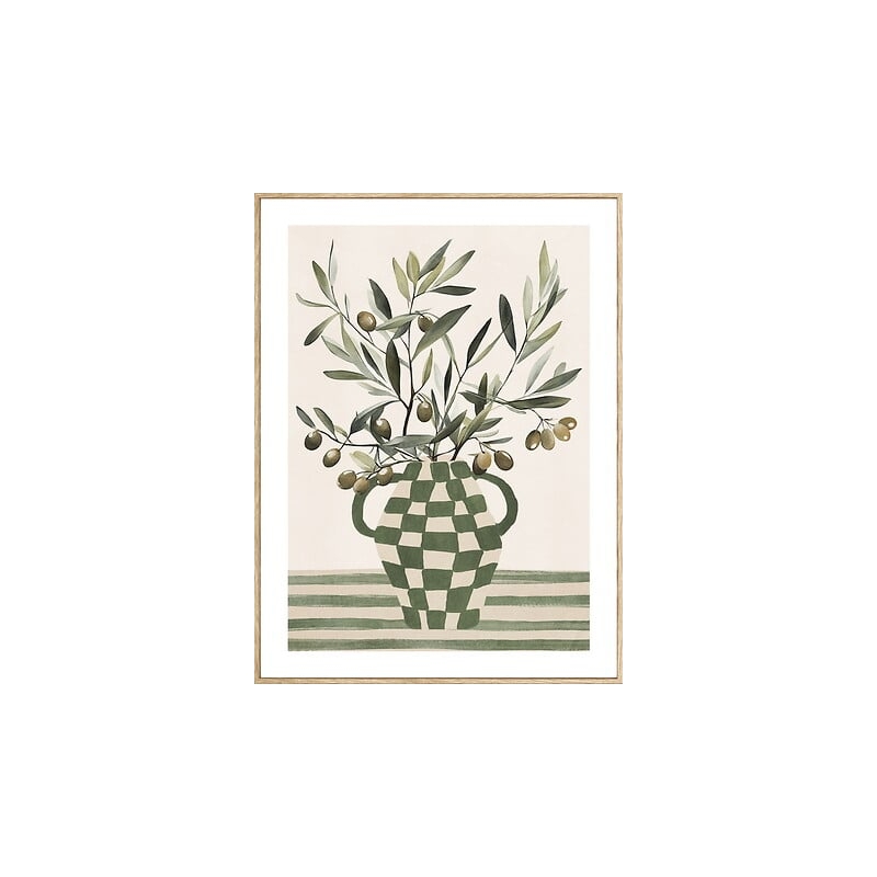 Toile imprimée olive Claudia 45 x 60 cm