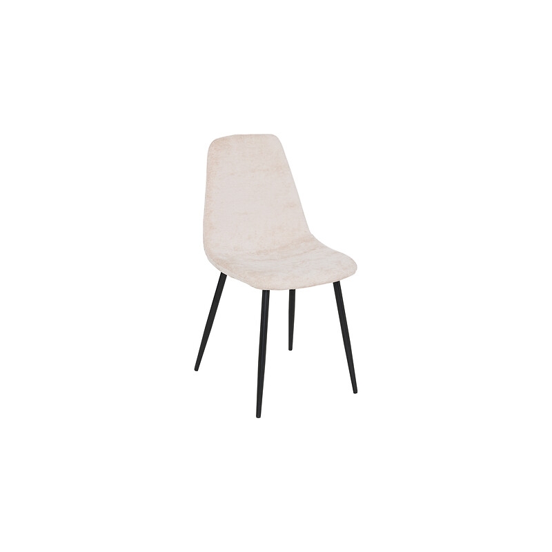 Chaise Tyka chenille beige pieds métal noir