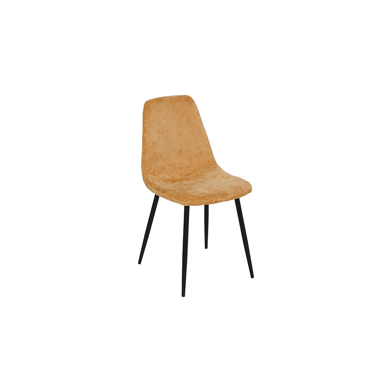 Chaise Tyka chenille ocre pieds métal noir
