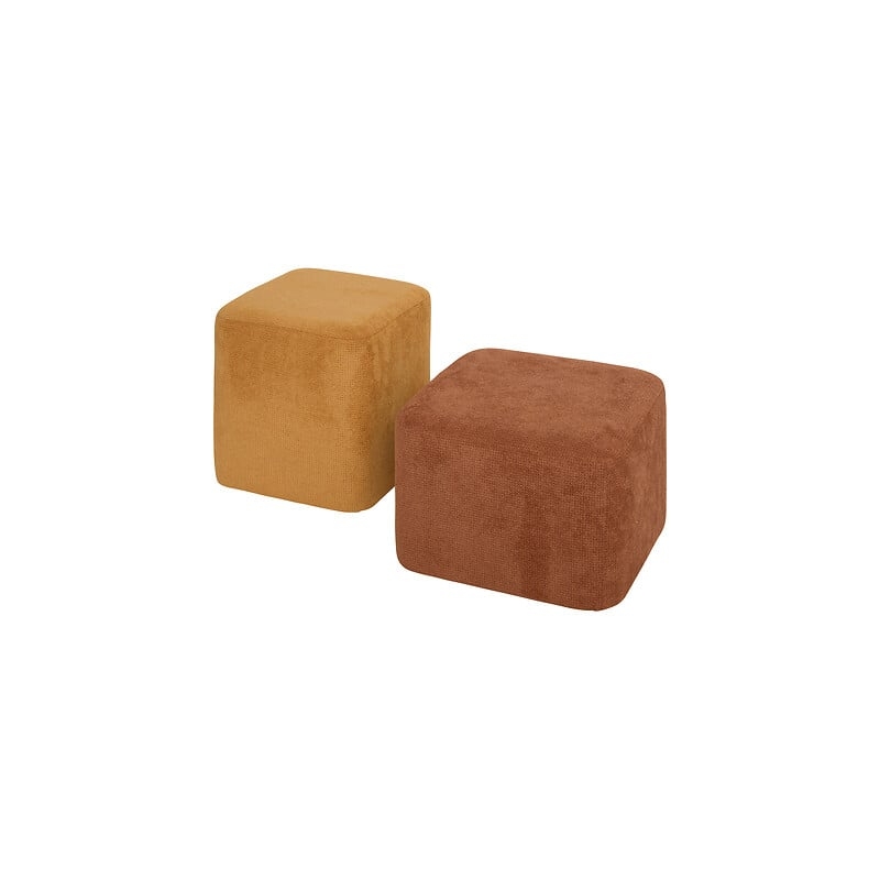 Pouf 2 en 1 Doki L. 41 x P. 30 x H. 41 cm ambre et ocre