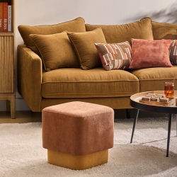 Pouf 2 en 1 Doki L. 41 x P. 30 x H. 41 cm ambre et ocre