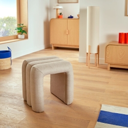 Pouf Sisco L. 43 x P. 42 x H. 44 cm tissu argile