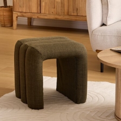 Pouf Sisco L. 43 x P. 42 x H. 44 cm tissu vert kaki