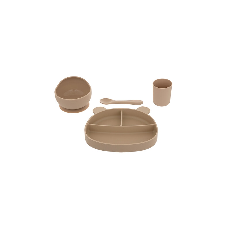 Set repas 4 pièces ours Yum silicone ocre