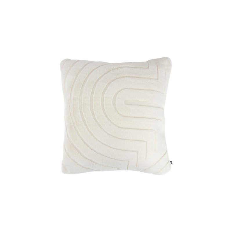 Coussin fourrure jacquard Arka 45 x 45 cm polyester ivoire