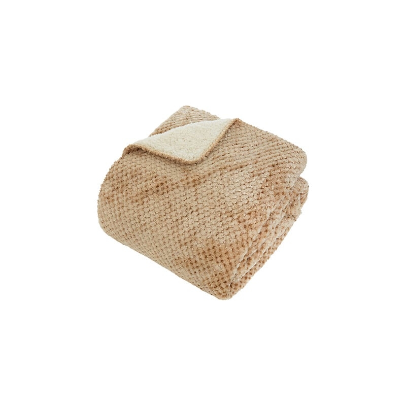 Plaid Lyno 130 x 170 cm flanelle et sherpa beige lin