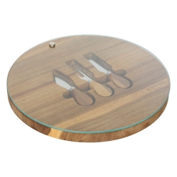 Service à fromage Mina diam 30 cm plateau acacia