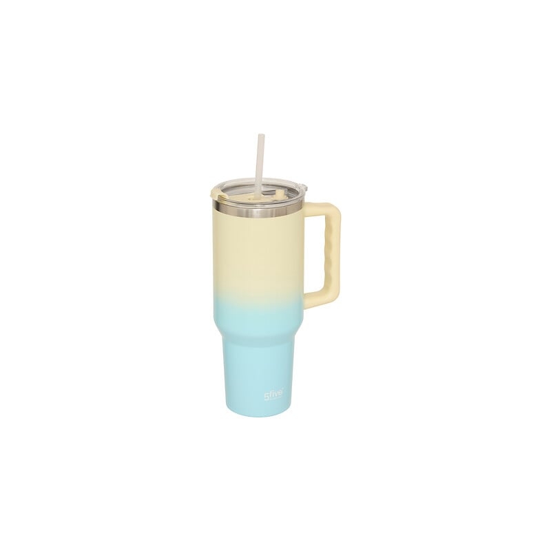 MUG ISOTHERME AVEC POIGNÉE TIE'N DYE 1,2 L. INOX JAUNE BLEU