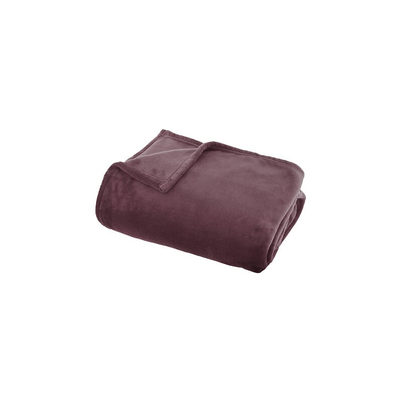 Plaid Ollis uni 130 x 180 cm flanelle parme