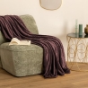 Plaid Ollis uni 180 x 230 cm flanelle parme