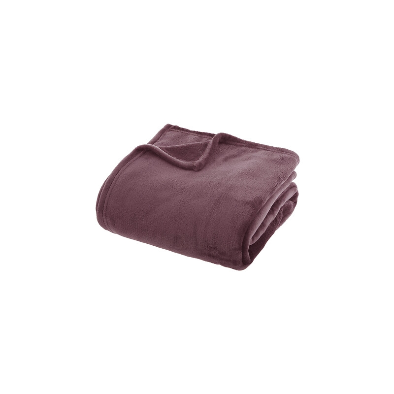 Plaid Ollis uni 180 x 230 cm flanelle parme