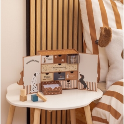 Coffret de naissance souvenirs chien 9 tiroirs beige