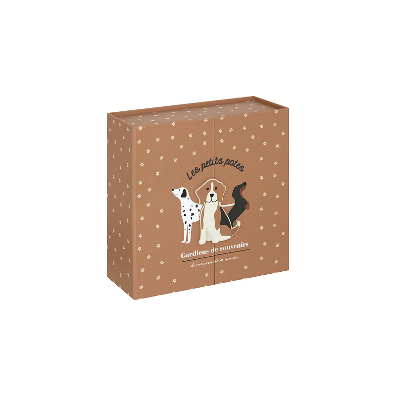 Coffret de naissance souvenirs chien 9 tiroirs beige