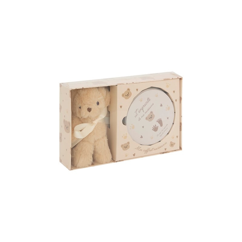 Coffret moulage empreinte et ours en peluche