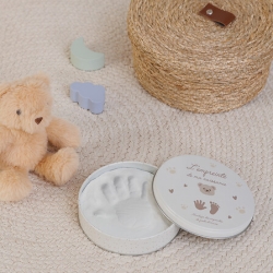 Coffret moulage empreinte et ours en peluche