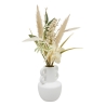 Composition fleurs séchées Dibia haut 35 cm avec vase céramique blanc