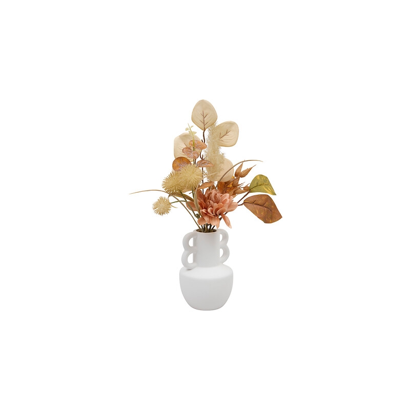 Composition fleurs séchées Dibia haut 35 cm avec vase céramique rose