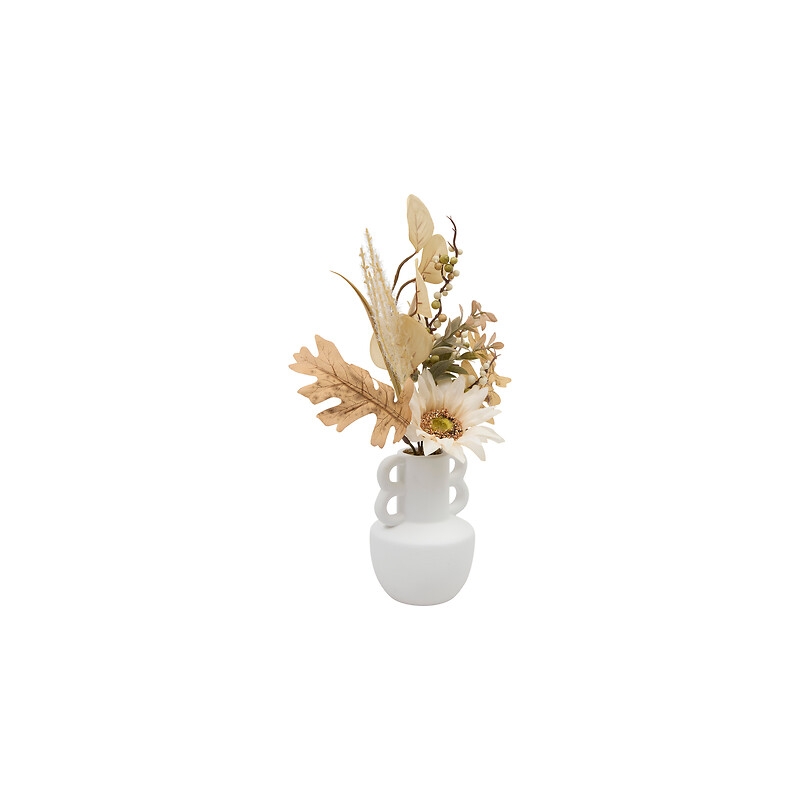Composition fleurs séchées Dibia haut 35 cm avec vase céramique marron