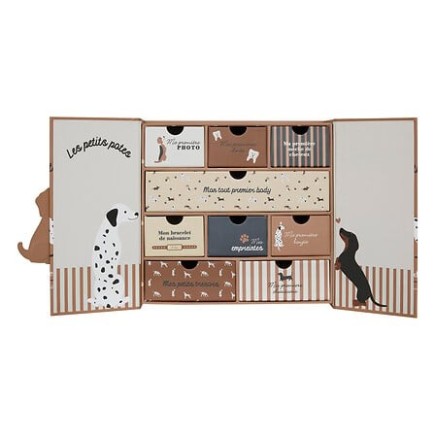 Coffret de naissance souvenirs chien beige