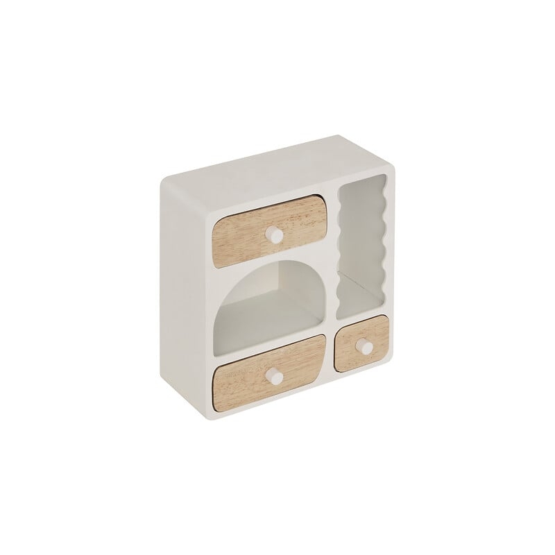 Boîte bois 3 tiroirs Chérie haut 26 cm blanc