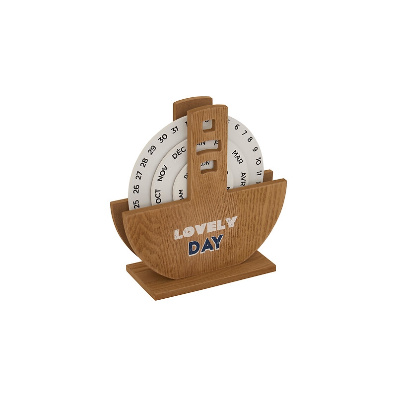 Calendrier perpetuel bois Flow haut 20 cm